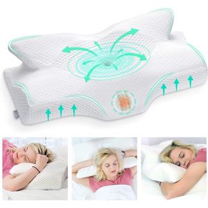 Orthopedisch traagschuim nekkussen voor zijslapers - Ergonomisch kussen ter verlichting van nek- en schouderpijn (64 x 12,5/10,5 x 42cm)