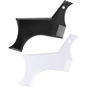 Baard kammen set voor heren - Baard modelleergereedschap voor het vormgeven van snorren en favoriete gezichtshaar - Symmetrische kaak- en neklijn snijden met verzorgingsgids