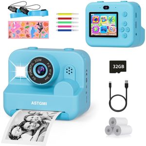 Instant Camera Kinderen met Selfie, Kindercamera 1080P HD Direct Foto's Afdrukken, Verjaardagscadeau, Kerstcadeau Speelgoed vanaf 3 4 5 6 8 7 9 10 Jaar Meisjes Jongens (Blauw)