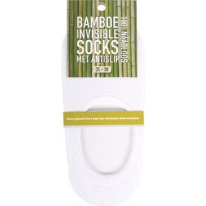 IZZLE BAMBOO Invisible Sneakersokken met antislip hiel - Wit - Maat 35/38 – 1 paar