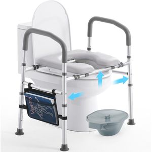 Verhoogde toiletbril met handgrepen voor senioren - Verstelbare toiletbrilverhoger voor extra veiligheid en comfort