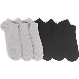 Zwart/grijs enkelsokken - Heren sokken - 6 paar - Enkelsokken - Heren Maat 40-45