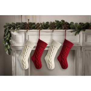 Gebreide kerstsokken - 4 stuks - 46 cm - geschikt voor thuisdecoratie tijdens de feestdagen - geschikt als cadeau voor familie, vrienden en kinderen - Kerstsokken - Kerstbenodigdheden - Kerstdecoratie cadeauzakjes - hangers - decoraties