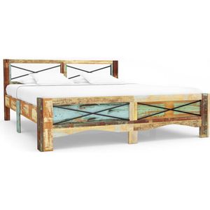 The Living Store Bedframe Antiek - 166 x 212 x 74 cm  Massief gerecycled hout