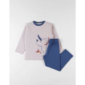 Noukie's - Pyjama - Jongens - Jersey - Beige , blauw - Dino - Lange mouw - 4 jaar 104