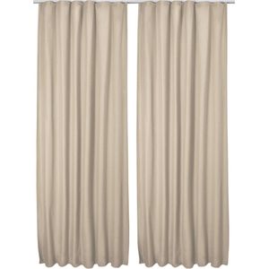 Beautissu Kant en Klaar Gordijn - Verduisterend - Plooiband - Isolerend - 245x140cm - Creme- 2 Stuks