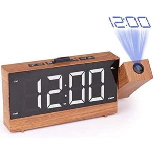 Wekkerradio met Projectie - Digitale Wekker - Digitale Klok - Hout