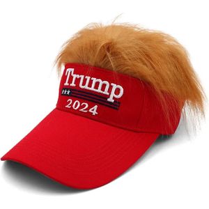 Cap - Pet - Humor - Verjaardag - Cadeau - President - Donald Trump - Cap - 2024 - Make America Great Again - Hoed - Republikein - Voor Mannen en Vrouwen - Verstelbare Cap - Baseball Cap - Rood (Met Haar)