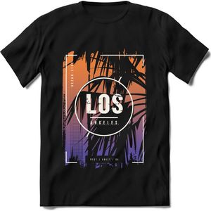 Los Angeles | TSK Studio Zomer Kleding  T-Shirt | Oranje - Paars | Heren / Dames | Perfect Strand Shirt Verjaardag Cadeau Maat L
