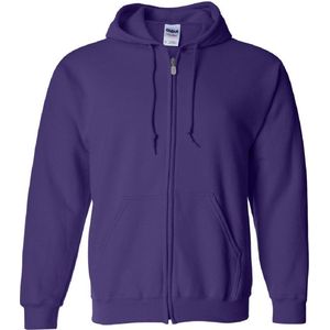 Gildan - Zware Blend - Unisex Adult Full Zip Hooded Sweatshirt - Paars
