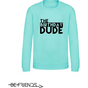 Be Friends Sweater - Birthday dude - Heren - Mint groen - Maat M