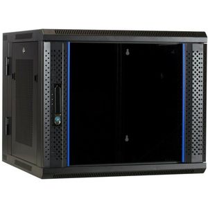 DSIT - 9U Wandkast - Serverbehuizing - 600x600x500mm - Kantelbaar met Glazen Deur en Geperforeerde Zijwanden