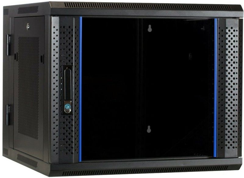 DSIT - 9U Wandkast - Serverbehuizing - 600x600x500mm - Kantelbaar met Glazen Deur en Geperforeerde Zijwanden