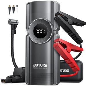 4 In 1 Accu Jumpstarter - Powerbank - Luchtcompressor - Bandenpomp - Multifunctioneel - Digitaal Display - Incl 3 Opzetstukjes - Incl Jumpstart Kabels - Nooit Zonder Stroom - 150 PSI - 20000 MAH - 2500 A - 15V
