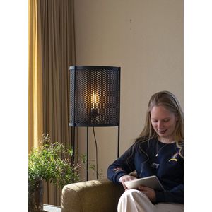 Goudmethout - staande industriele lamp - vloerlamp - staal - zwart - 130 cm