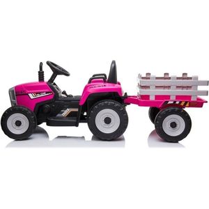 Elektrische tractor ride-on – Roze – Met aanhanger