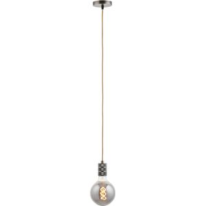 Pendel Brons- Inclusief Lichtbron Rookglas - Retro - 1.5m Snoer - Met Plafondkap
