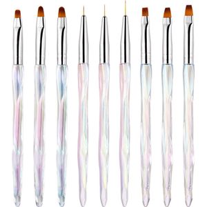 Elysee Beauty 9 Penselen voor nagel gel, acryl en polygel - Nagel kwasten - Nail art brush set