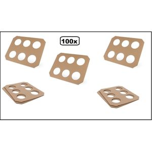 100x Draag tray karton 6-vaks - Draag tray bier frisdrank koffie wijn bier feest apres ski gele rakker festival party carnaval