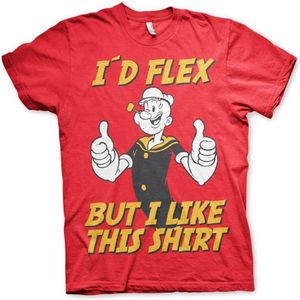 Popeye Heren Tshirt -L- I'd Flex Rood