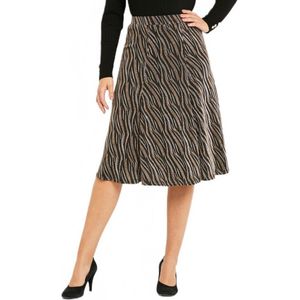 Uitlopende rok tot halverwege de lengte in glanzend jacquardbreisel