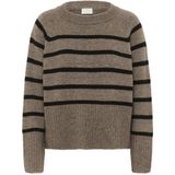 Kaffe - KAerin Knit Pullover - Dames Trui - Morel Melange Black Stripe