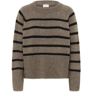 Kaffe - KAerin Knit Pullover - Dames Trui - Morel Melange Black Stripe