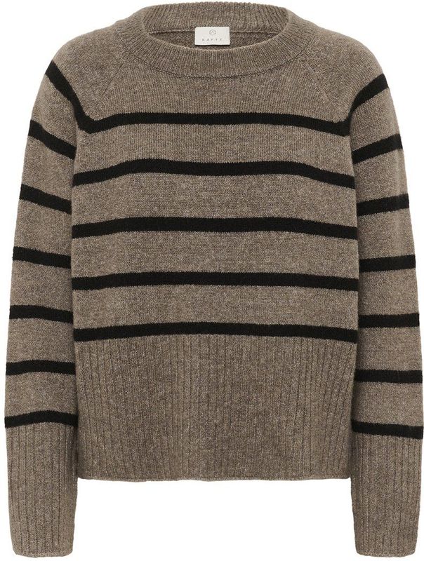 Kaffe - KAerin Knit Pullover - Dames Trui - Morel Melange Black Stripe