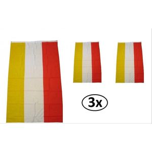 3x Vlag rood/wit/geel 90x150cm