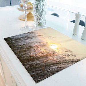 Inductiebeschermer grassen bij zonsondergang | 65 x 52 cm | Keukendecoratie | Bescherm mat | Inductie afdekplaat