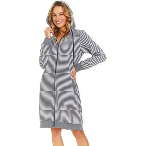 Doctor Nap Warme Katoenen Badjas Kamerjas Dames Rits Donker Grijs SMZ.5246 38 / M