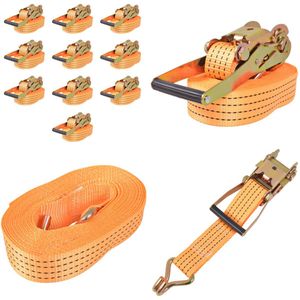vidaXL Spanbanden 2 ton 8mx50mm oranje 10 st - Spanband - Spanbanden - Bagagegordel - Bagagegordels