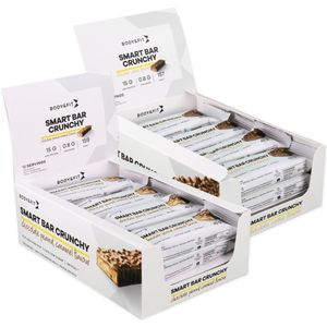 Body & Fit Smart Bar Crunchy Eiwitreep Chocolate & Cookie + Chocolate Peanut Caramel - Protein Bar - Eiwitrepen (2x12 box)