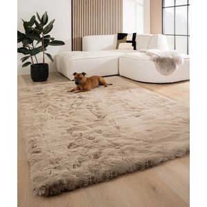 Fluffy vloerkleed - Comfy Deluxe taupe 70x140 cm