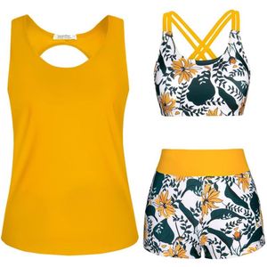 3-delig Dames Tankini Badpak met Bikini Top en Korte Broek