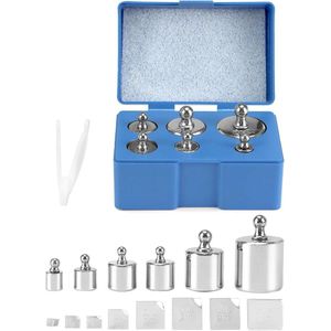 Allecto plus - Kalibratiegewichtenset 10mg-100g voor laboratorium en sieraden, inclusief pincet en opbergdoos