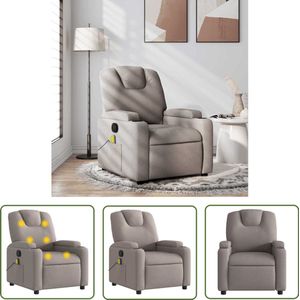vidaXL Lounge Stoel - Massagestoel - Massagestoel verstelbaar stof taupe - Relaxstoel - Elektrische Massage - Wellnessstoelen
