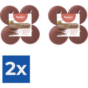 Bolsius Maxi Waxinelichtjes True Scents Oud Wood 8 Stuks - Voordeelverpakking 2 stuks