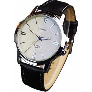Yazole - heren horloge - business casual - zwart - 40 mm - I-deLuxe verpakking