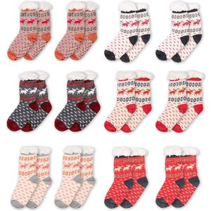 Clayre & Eef Kerstsokken set van 12 one size Meerkleurig Synthetisch Hert