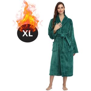 Bovista Badjas Dames - Fleece - Katoen - Badstof - Sauna - Hamam - Wafel - Bathrobe - Duster - Ochtendjas - Spa - Kimono - Groen XL