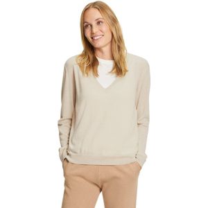 FALKE Basic New Merino V-Neck elegante klassieker wol trui dames beige - maat M