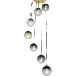 QAZQA pallon - Art Deco Hanglamp voor boven de eettafel | in eetkamer - 7 lichts - Ø 650 mm - Goud/messing - Woonkamer | Slaapkamer | Keuken