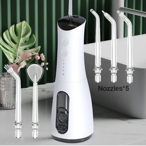 Flossy 5 in 1 Draadloos Waterflosser – Oplaadbare Monddouche – Tandsteen verwijderaar - Gebitsreiniging - Voor al jouw mondverzorgingsbehoeften ( Slechte Tanden, Beschadigd Tandvlees, Orthodontische Tand, Tandplak, Tand Beder) Met 5 Mondstukken