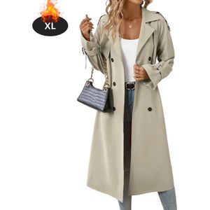 Livano Mantel Dames - Tussenmantel - Jas - Mantelpakje - Trenchcoat - Overjas - Overcoat - Winter - Khaki - L