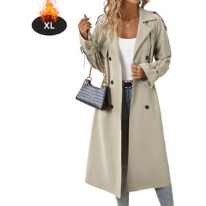 Livano Mantel Dames - Tussenmantel - Jas - Mantelpakje - Trenchcoat - Overjas - Overcoat - Winter - Khaki - S
