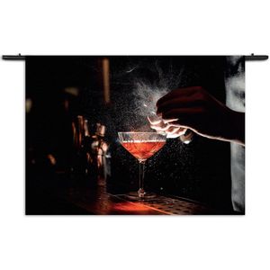 Velours Wandkleed Cocktail Bar 01 Rechthoek Horizontaal XXL (130 X 180 CM) - Wandkleden - Met roedes