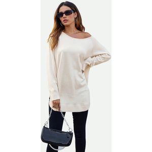Oversized gebreide trui-top in ecru