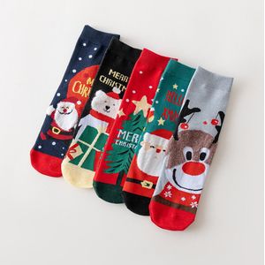 Sokken - Kerstsokken - Katoenen damessokken met cartoonmotief - 5 paar
