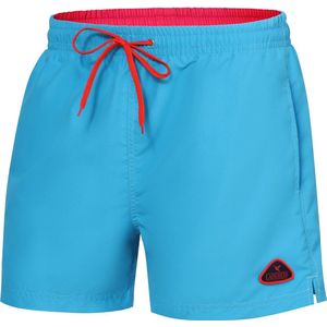 Ladeheid LA-ZA-SWS-Short Heren Zwembroek - Zwemshorts - met zijzakken en achterzak - sneldrogend - met binnenslip van mesh - Koordsluiting - Polyester - Azuurblauw/Koraalrood - S